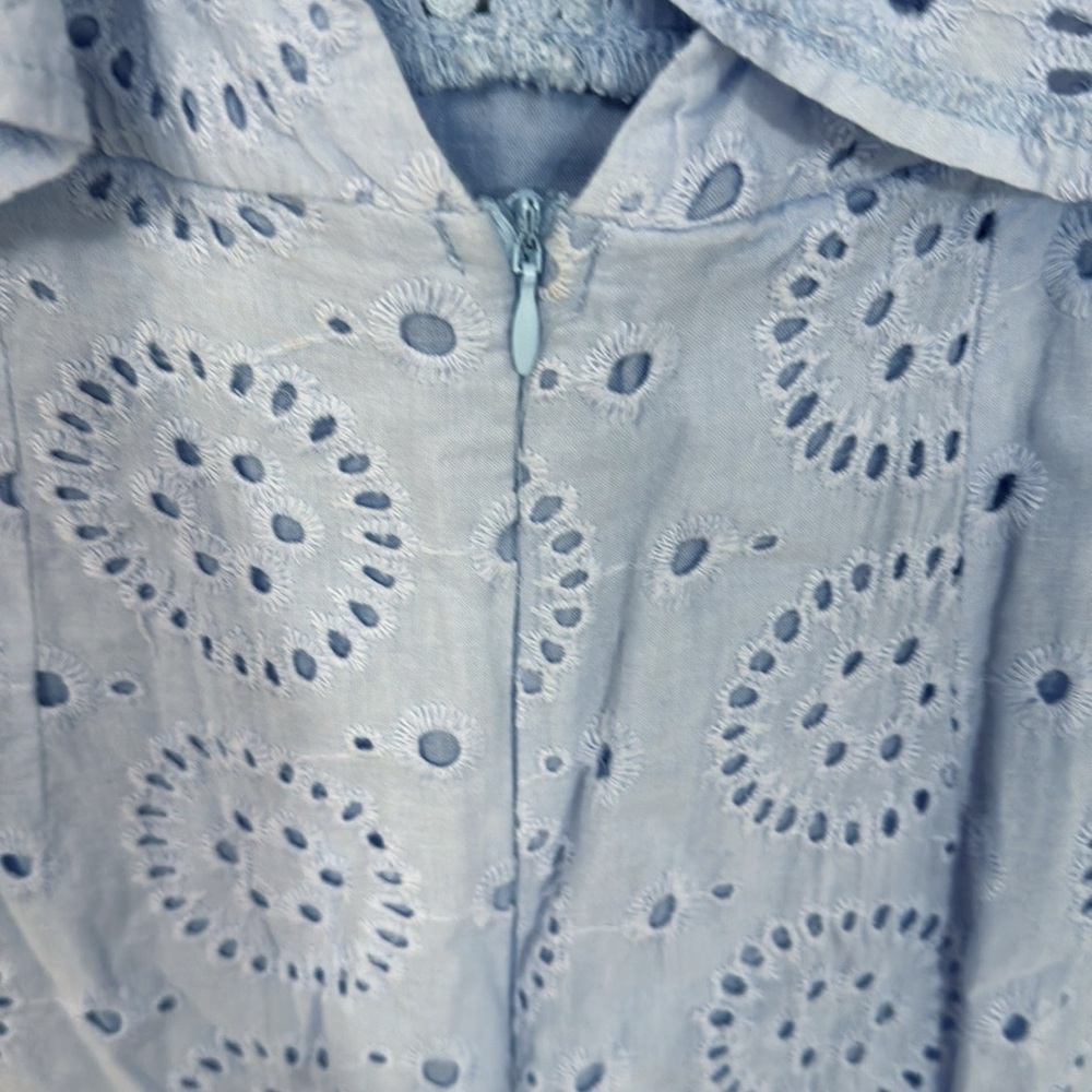 Light Blue Eyelet Ruffle Mini Dress - Picture 7 of 8